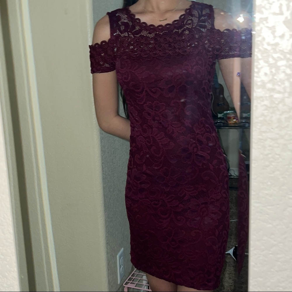 Red Floral Lace Dress